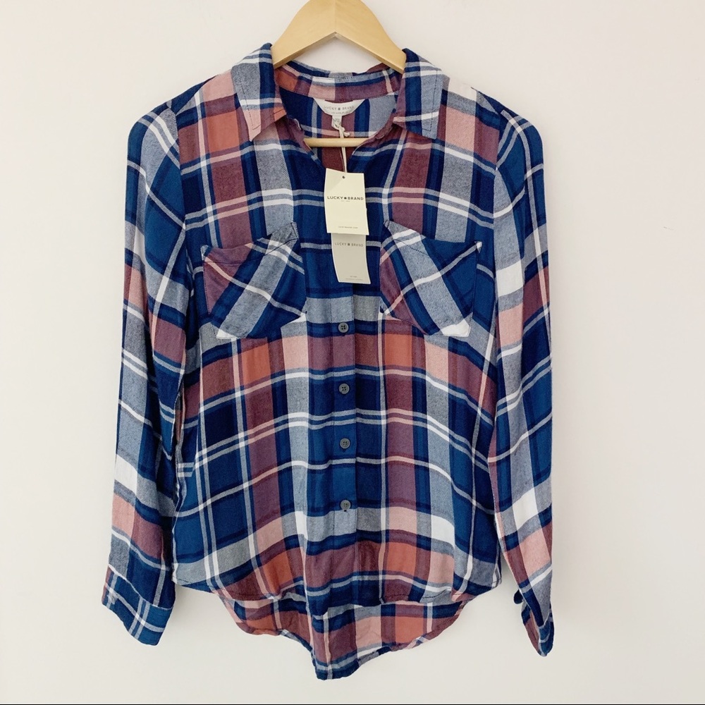 Lucky Brand Boyfriend Button Down Plaid Shirt - Picture 3 of 6